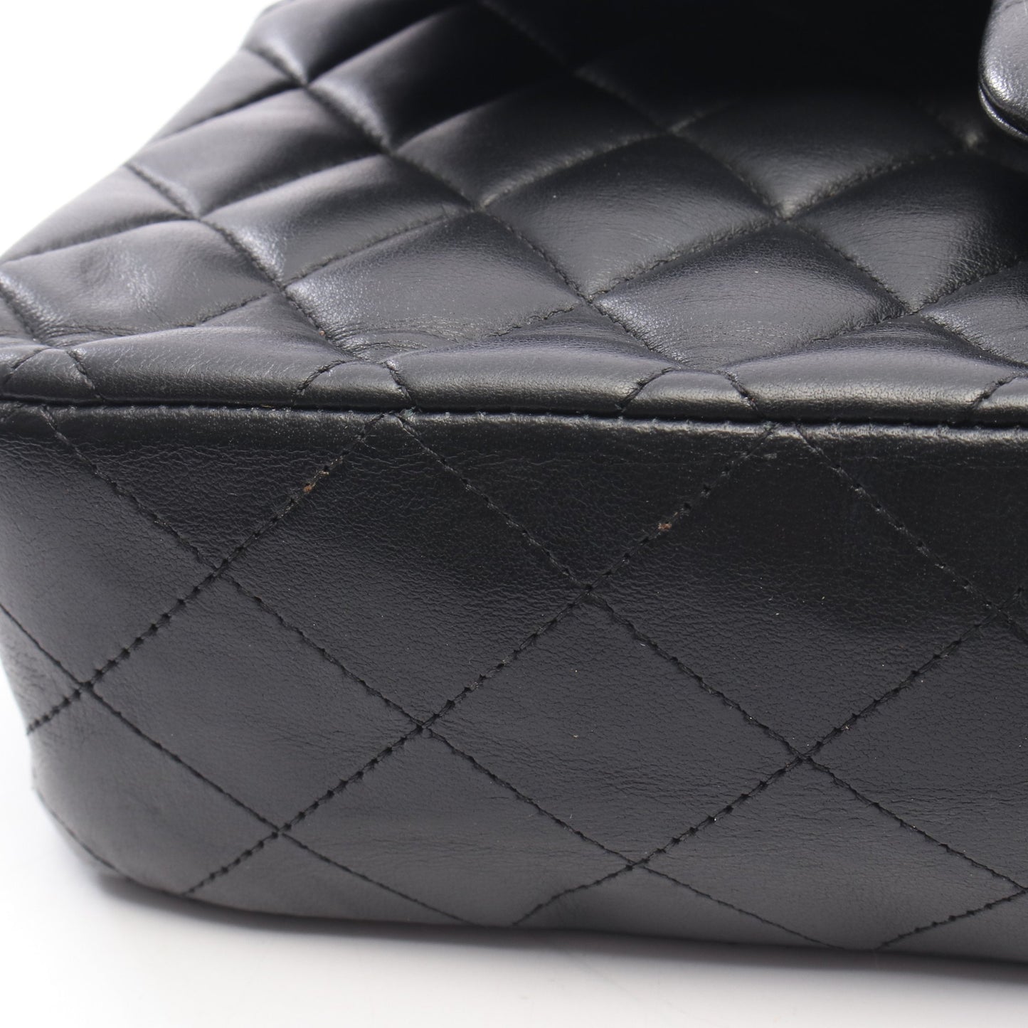マトラッセ Wフラップ Wチェーンショルダーバッグ ラムスキン ブラック シルバー金具 シャネル バッグ CHANEL