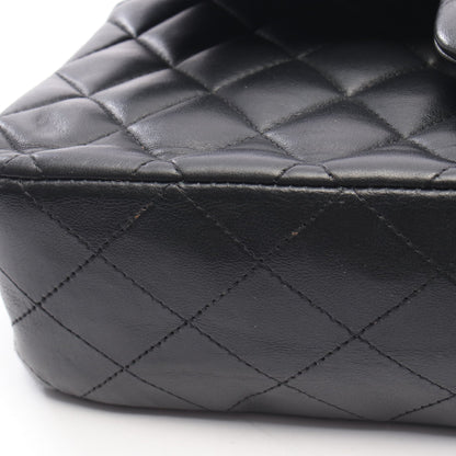 マトラッセ Wフラップ Wチェーンショルダーバッグ ラムスキン ブラック シルバー金具 シャネル バッグ CHANEL