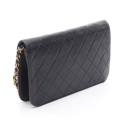 マトラッセ フルフラップ チェーンショルダーバッグ ラムスキン ブラック ゴールド金具 シャネル バッグ CHANEL