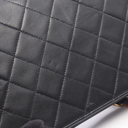 マトラッセ フルフラップ チェーンショルダーバッグ ラムスキン ブラック ゴールド金具 シャネル バッグ CHANEL