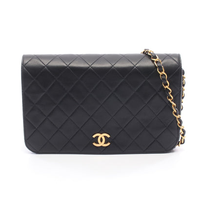 マトラッセ フルフラップ チェーンショルダーバッグ ラムスキン ブラック ゴールド金具 シャネル バッグ CHANEL
