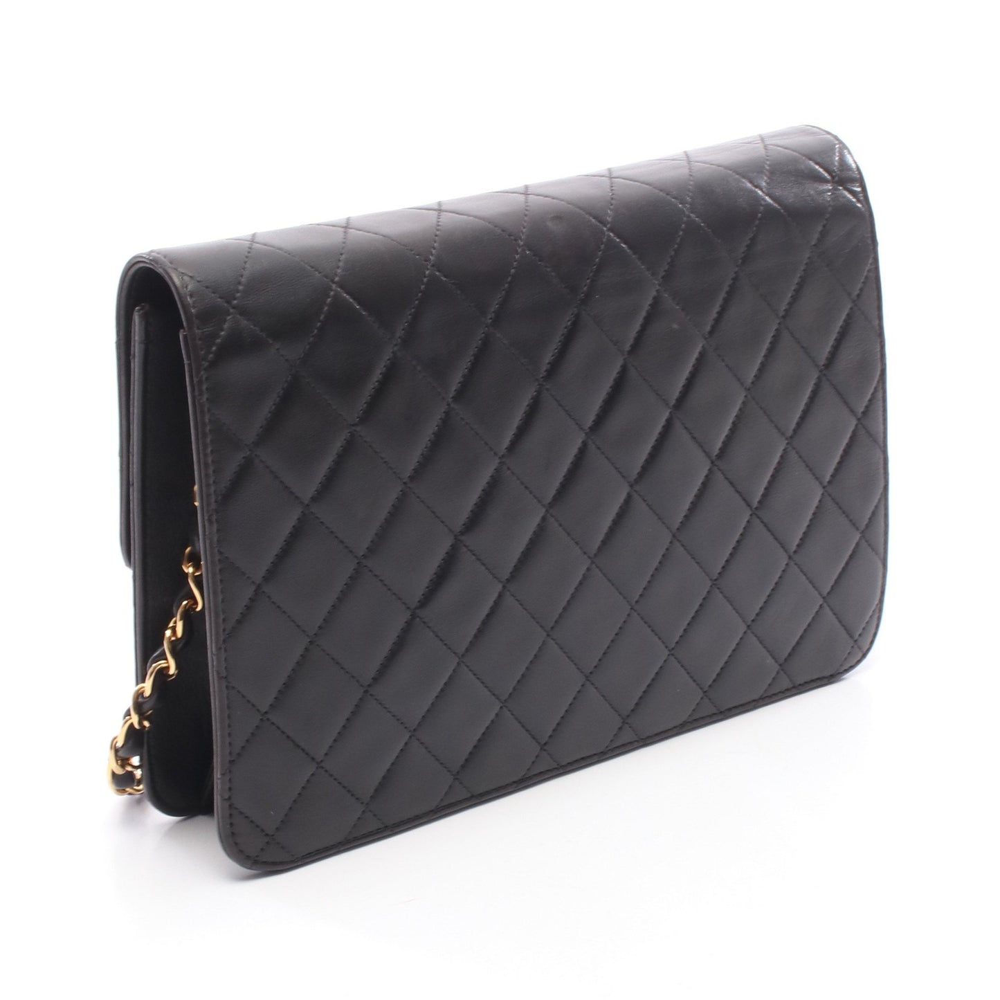 マトラッセ チェーンショルダーバッグ ラムスキン ブラック ゴールド金具 シャネル バッグ CHANEL