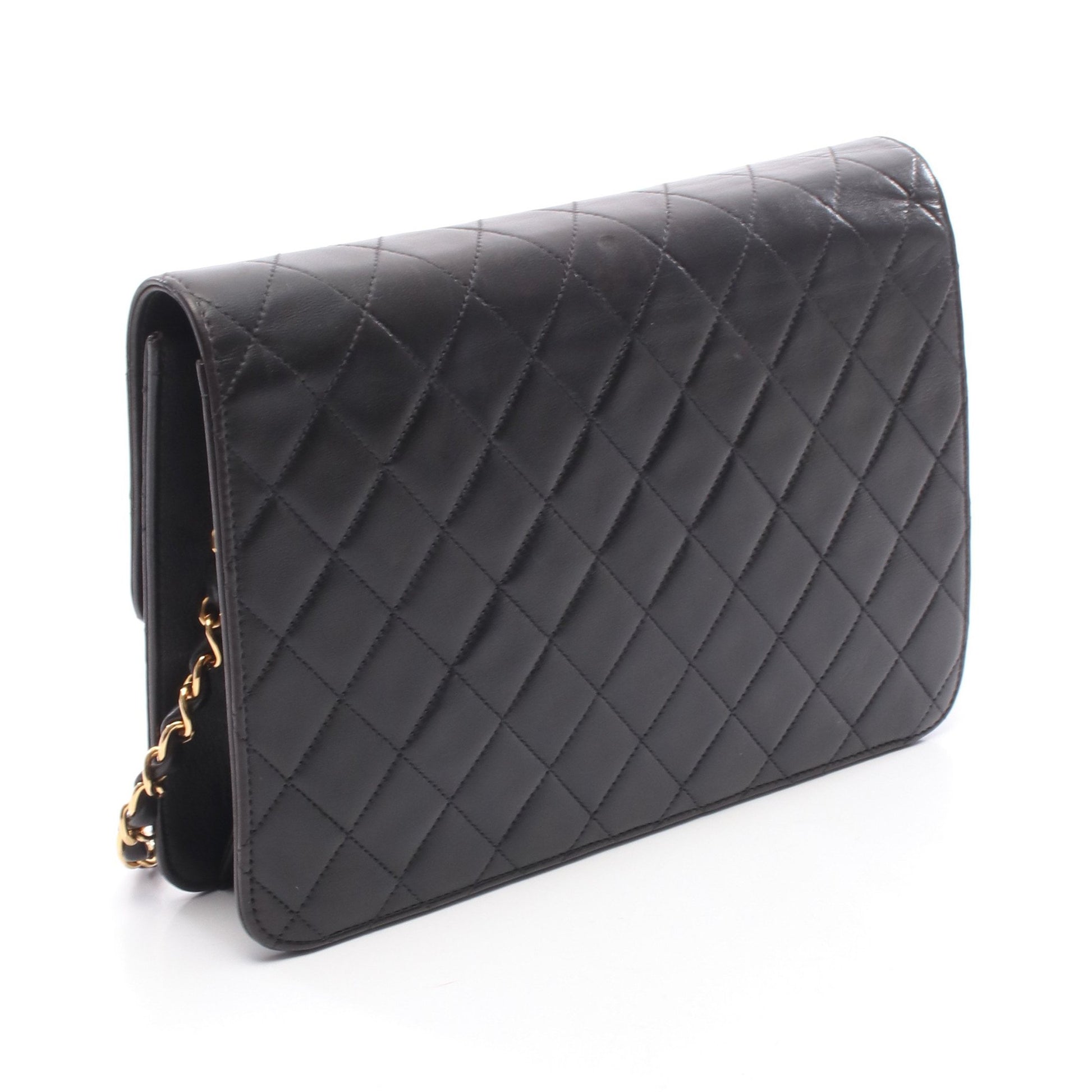 マトラッセ チェーンショルダーバッグ ラムスキン ブラック ゴールド金具 シャネル バッグ CHANEL
