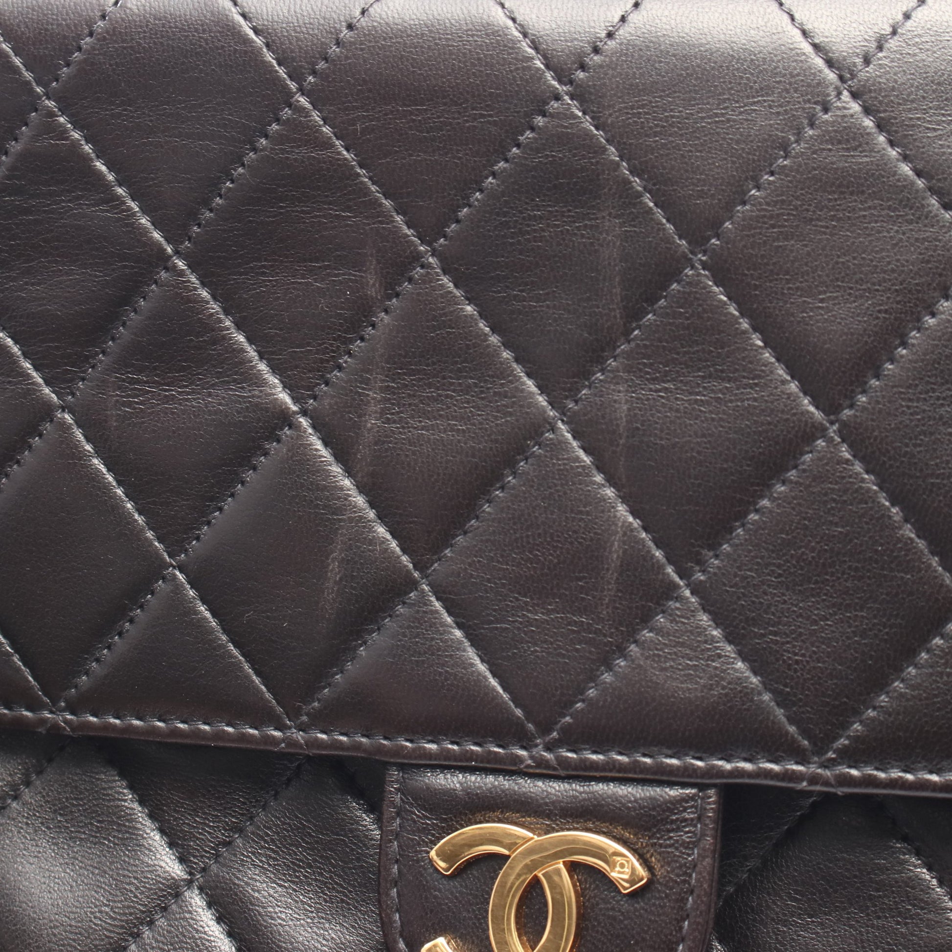 マトラッセ チェーンショルダーバッグ ラムスキン ブラック ゴールド金具 シャネル バッグ CHANEL