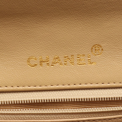マトラッセ フルフラップ チェーンショルダーバッグ ラムスキン ベージュ ゴールド金具 シャネル バッグ CHANEL