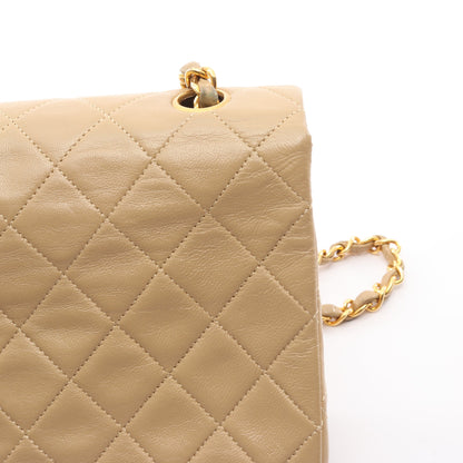 マトラッセ フルフラップ チェーンショルダーバッグ ラムスキン ベージュ ゴールド金具 シャネル バッグ CHANEL