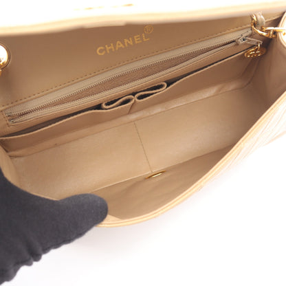 マトラッセ フルフラップ チェーンショルダーバッグ ラムスキン ベージュ ゴールド金具 シャネル バッグ CHANEL