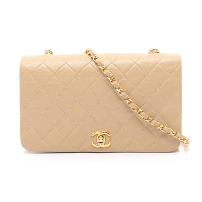 マトラッセ フルフラップ チェーンショルダーバッグ ラムスキン ベージュ ゴールド金具 シャネル バッグ CHANEL