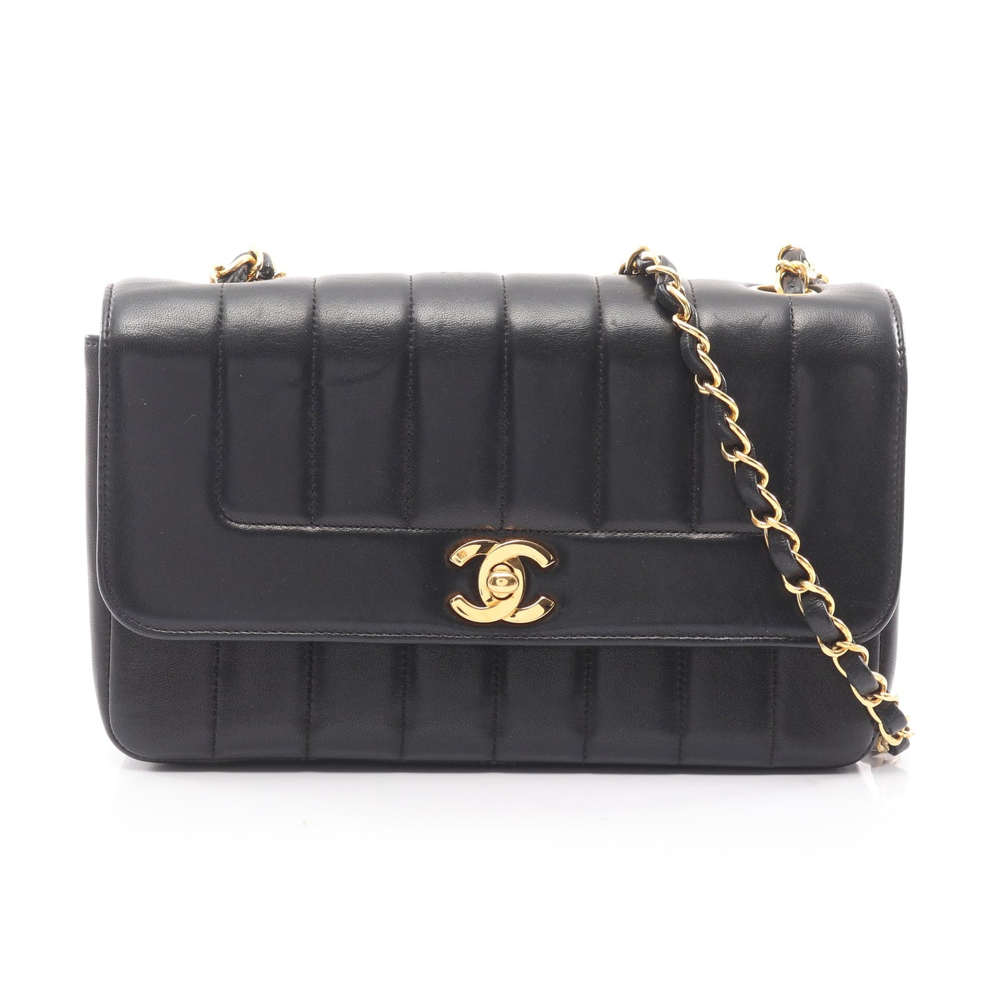 マドモアゼル チェーンショルダーバッグ ラムスキン ブラック ゴールド金具 シャネル バッグ CHANEL