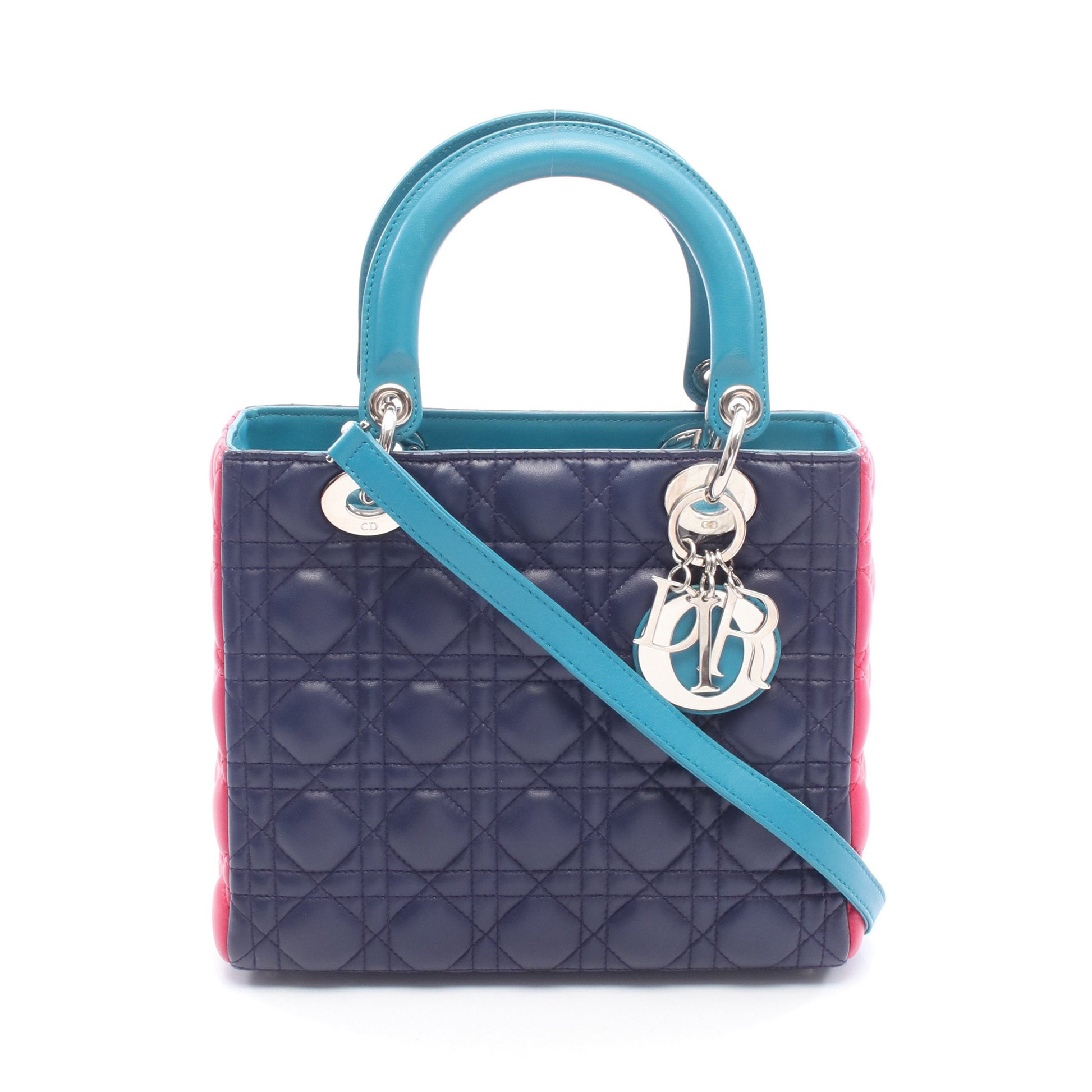 LADY DIOR レディディオール ハンドバッグ レザー ネイビー ピンク ブルーグリーン 2WAY クリスチャンディオール バッグ Christian Dior