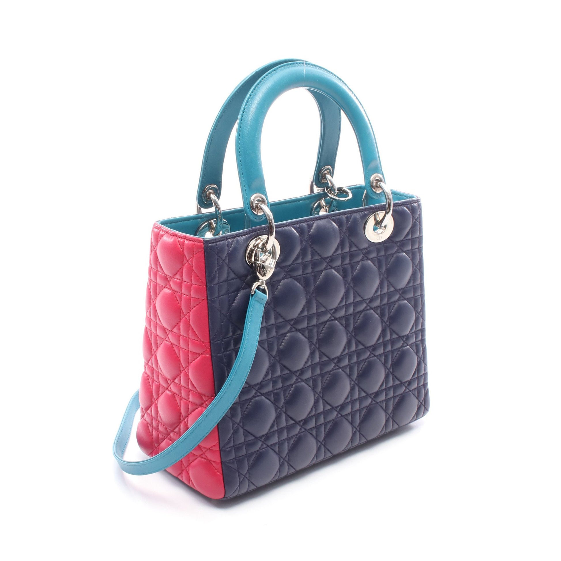 LADY DIOR レディディオール ハンドバッグ レザー ネイビー ピンク ブルーグリーン 2WAY クリスチャンディオール バッグ Christian Dior