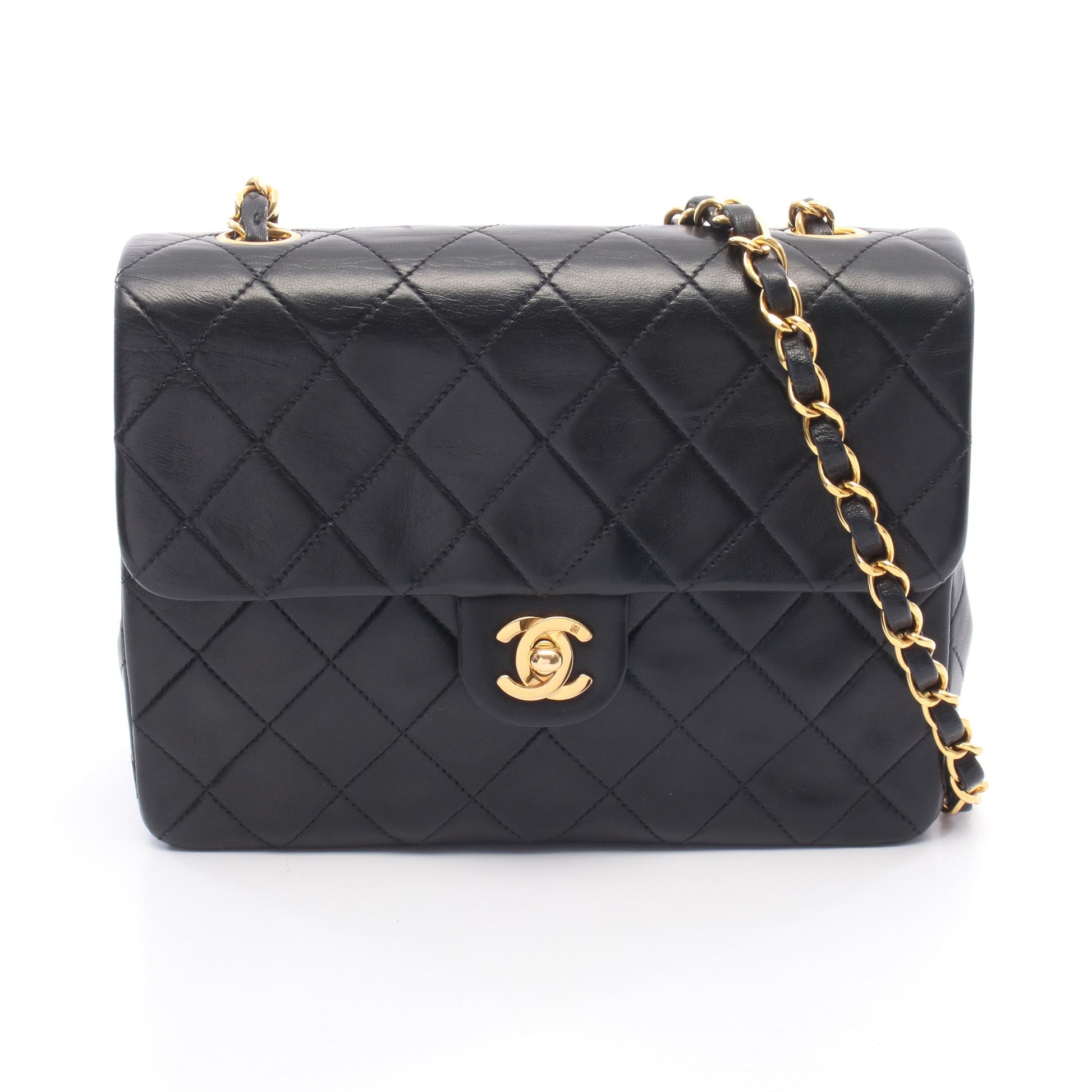 ミニマトラッセ20 チェーンショルダーバッグ ラムスキン ブラック ゴールド金具 シャネル バッグ CHANEL