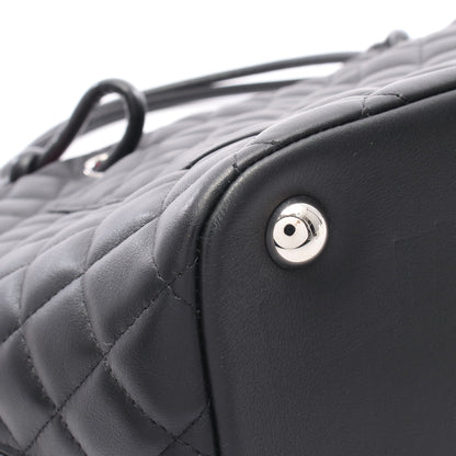 カンボンライン ラージ ショルダーバッグ トートバッグ レザー エナメルレザー ブラック シルバー金具 シャネル バッグ CHANEL