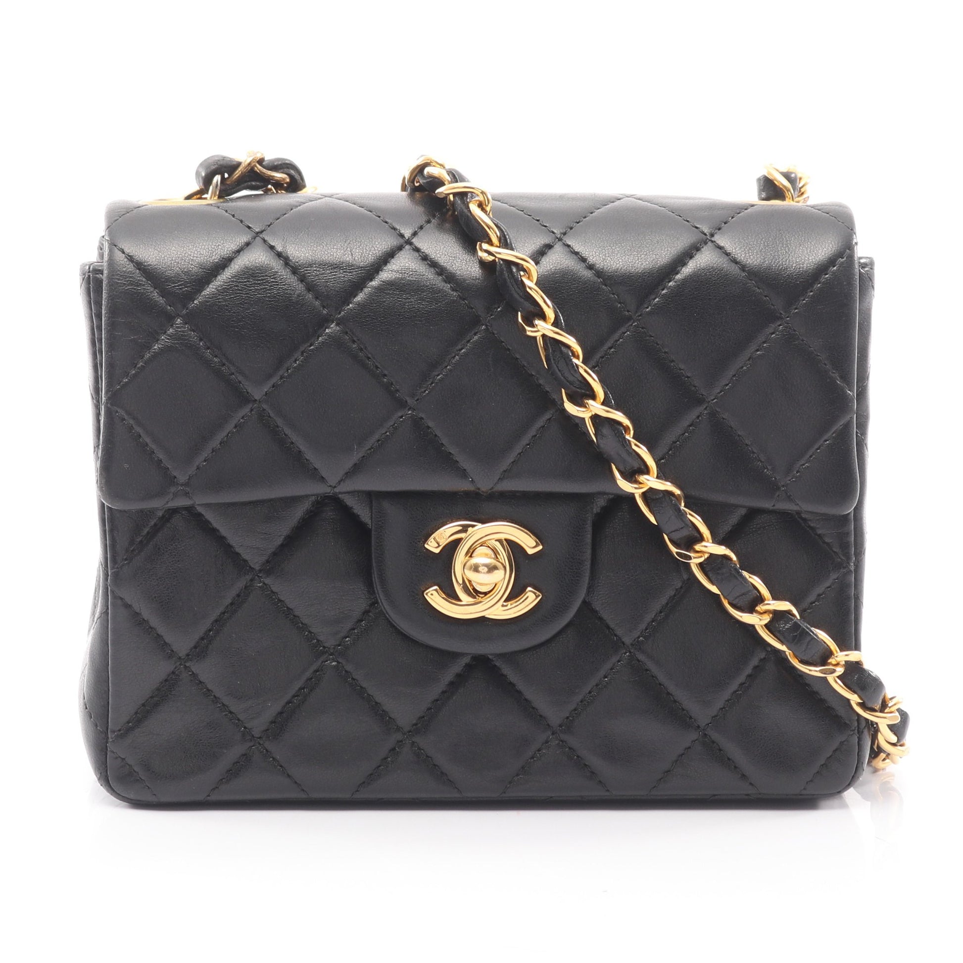 ミニマトラッセ チェーンショルダーバッグ ラムスキン ブラック ゴールド金具 シャネル バッグ CHANEL