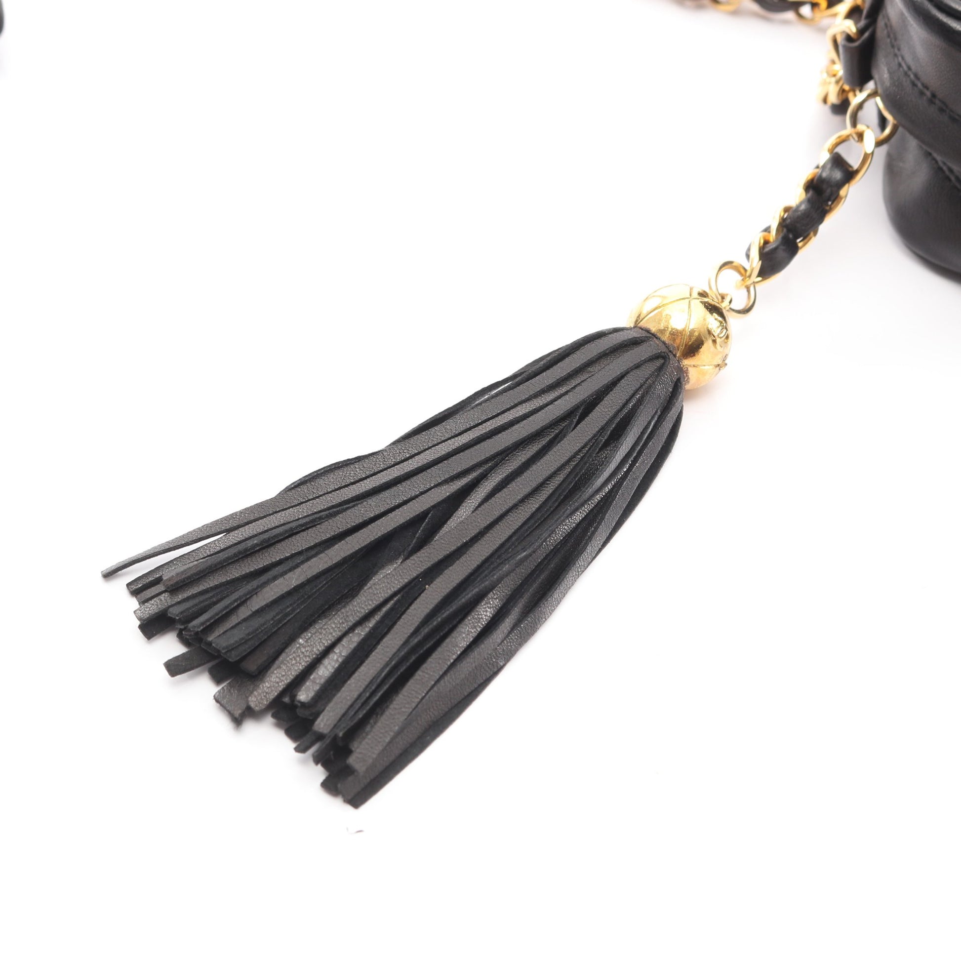 マトラッセ チェーンショルダーバッグ タッセル ラムスキン ブラック ゴールド金具 シャネル バッグ CHANEL