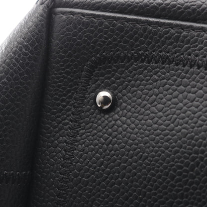 チョコバー ハンドバッグ ミニボストンバッグ キャビアスキン ブラック シルバー金具 シャネル バッグ CHANEL