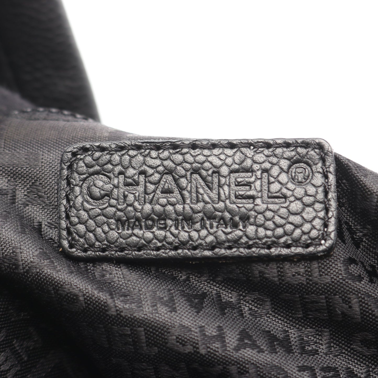 チョコバー ハンドバッグ ミニボストンバッグ キャビアスキン ブラック シルバー金具 シャネル バッグ CHANEL
