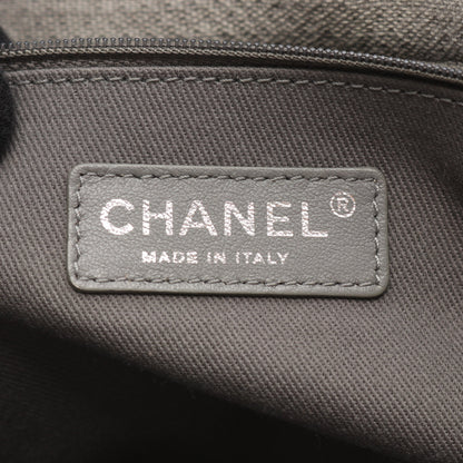 ドーヴィル ボーリングバッグ チェーンショルダーバッグ キャンバス レザー グレー シルバー金具 2WAY シャネル バッグ CHANEL