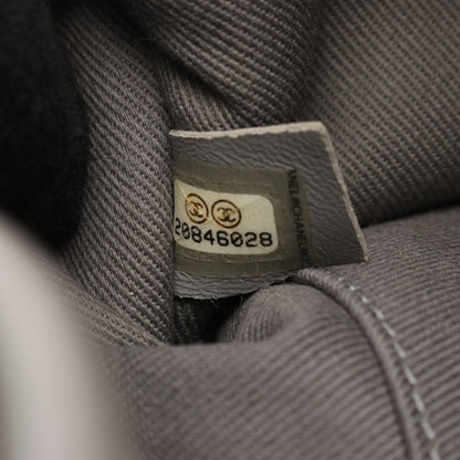 ドーヴィル ボーリングバッグ チェーンショルダーバッグ キャンバス レザー グレー シルバー金具 2WAY シャネル バッグ CHANEL