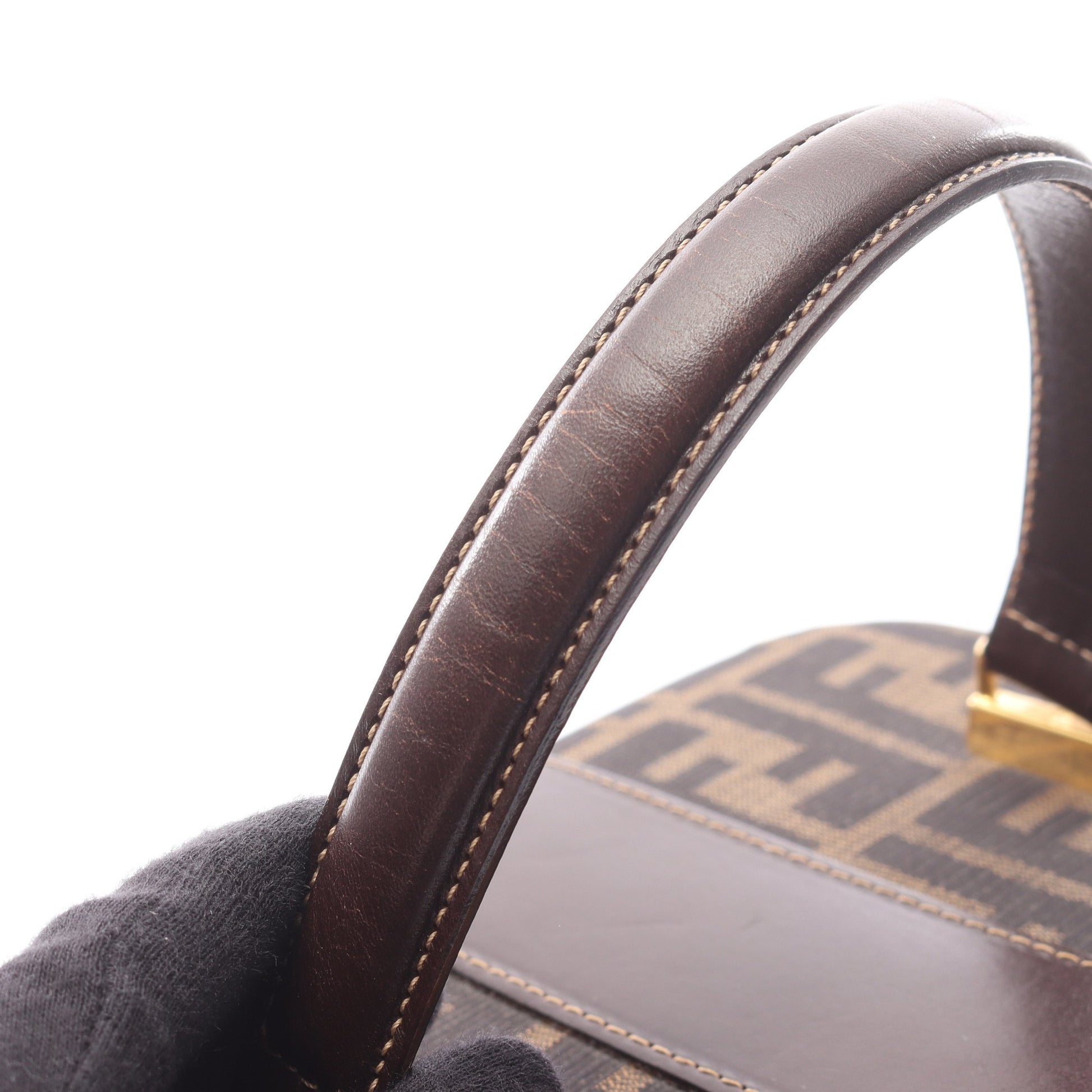 ズッカ バニティバッグ ハンドバッグ キャンバス レザー ブラウン ブラック フェンディ バッグ FENDI