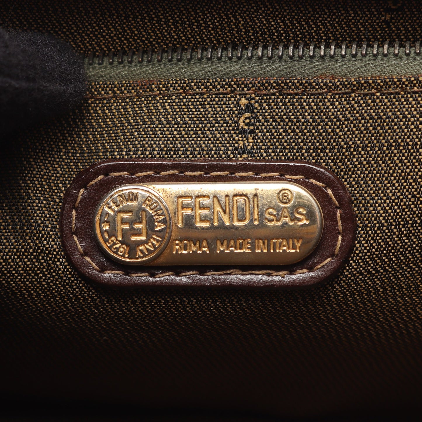 ズッカ バニティバッグ ハンドバッグ キャンバス レザー ブラウン ブラック フェンディ バッグ FENDI