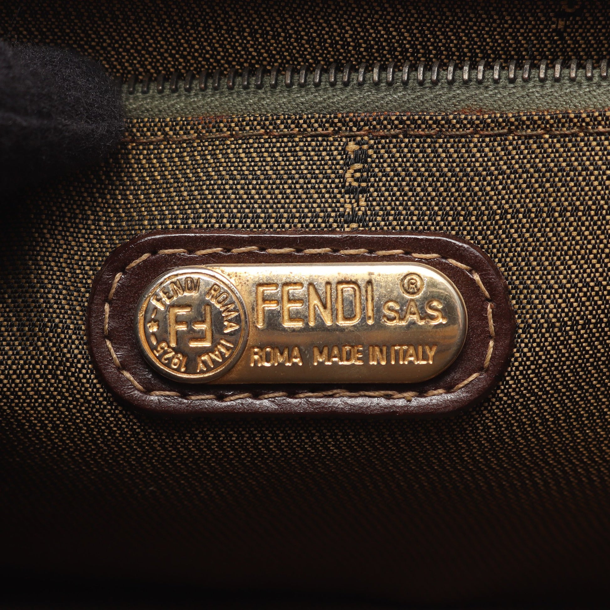 ズッカ バニティバッグ ハンドバッグ キャンバス レザー ブラウン ブラック フェンディ バッグ FENDI