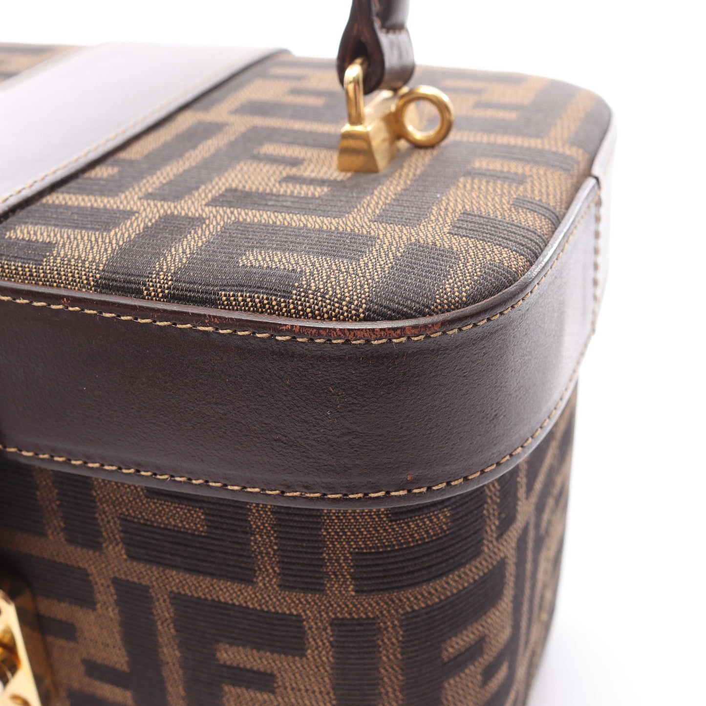 ズッカ バニティバッグ ハンドバッグ キャンバス レザー ブラウン ブラック フェンディ バッグ FENDI