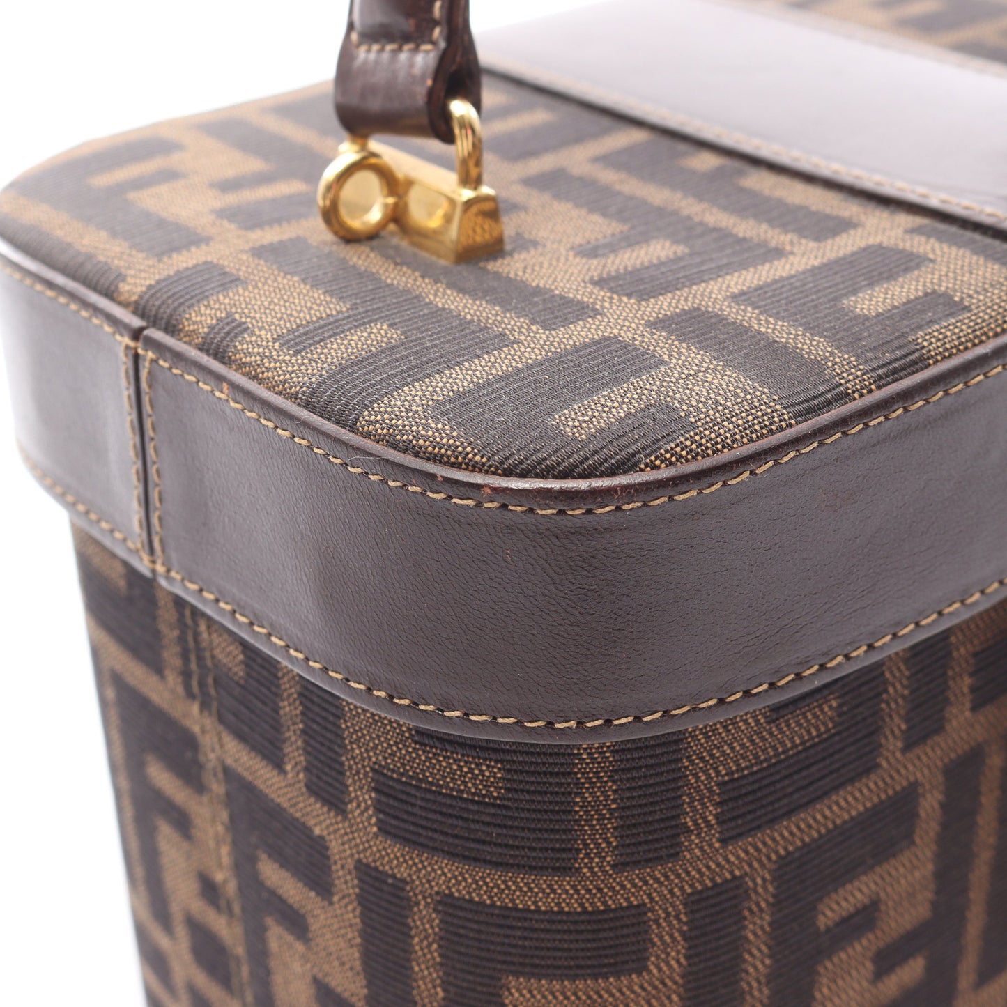 ズッカ バニティバッグ ハンドバッグ キャンバス レザー ブラウン ブラック フェンディ バッグ FENDI