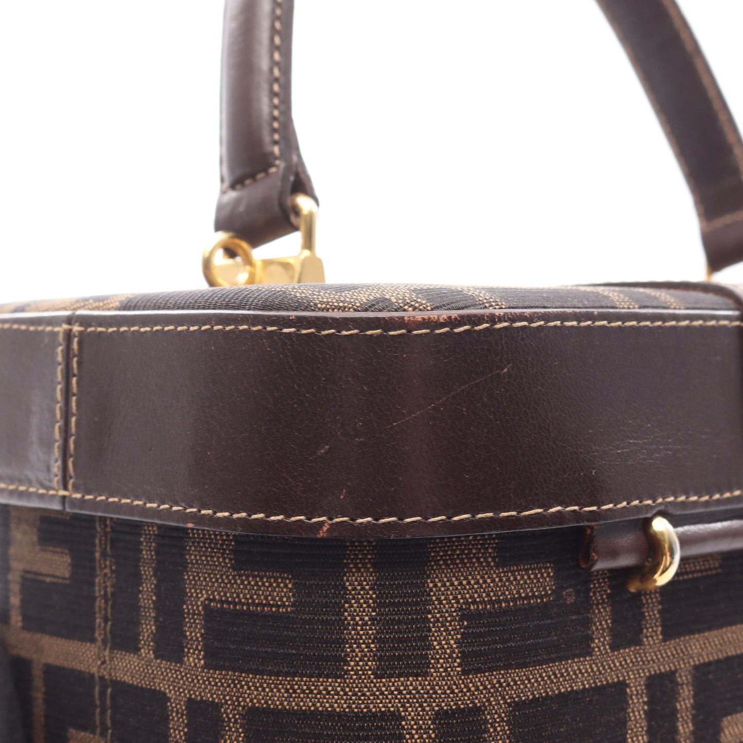 ズッカ バニティバッグ ハンドバッグ キャンバス レザー ブラウン ブラック フェンディ バッグ FENDI