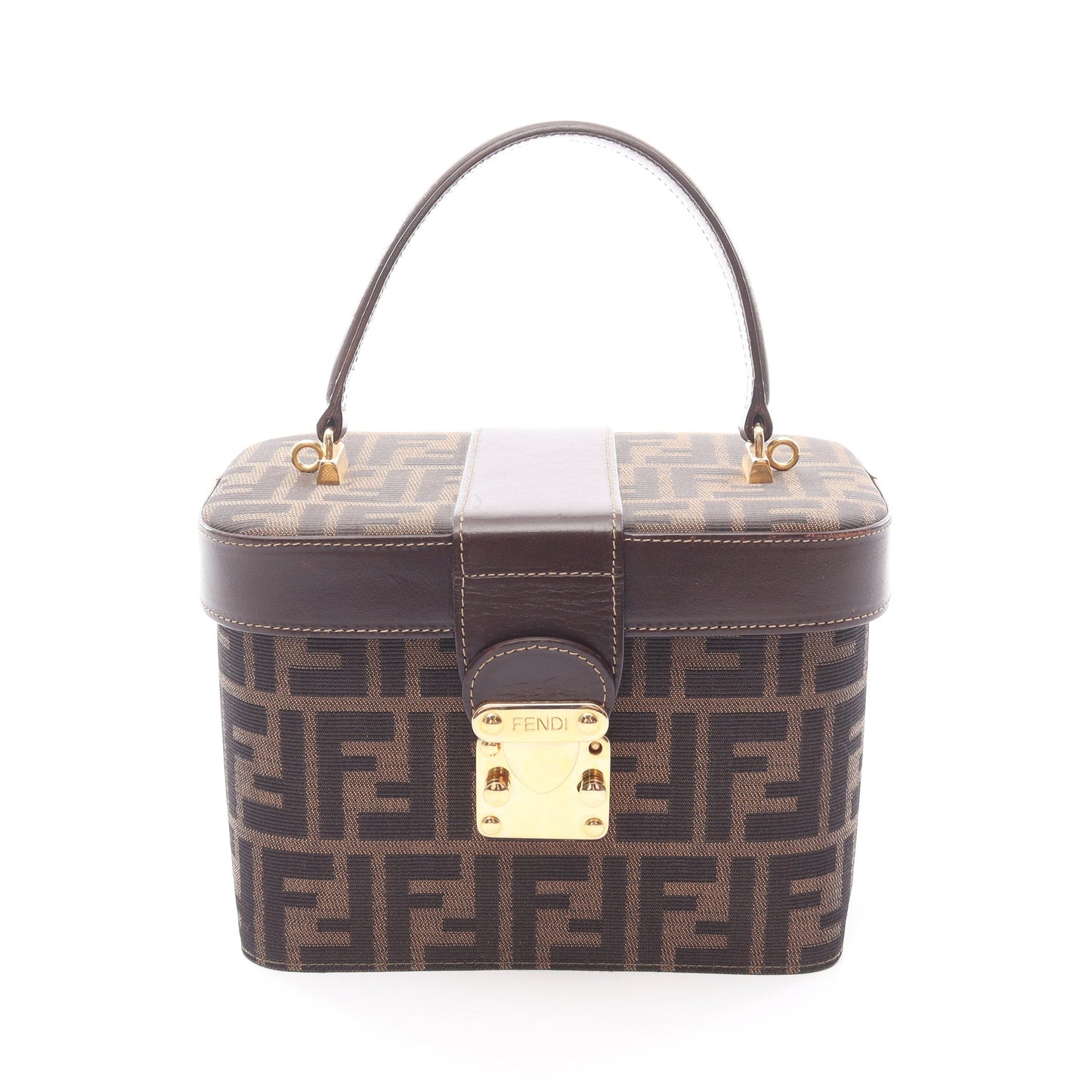 ズッカ バニティバッグ ハンドバッグ キャンバス レザー ブラウン ブラック フェンディ バッグ FENDI