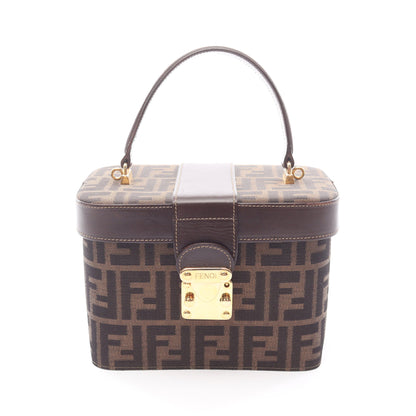 ズッカ バニティバッグ ハンドバッグ キャンバス レザー ブラウン ブラック フェンディ バッグ FENDI