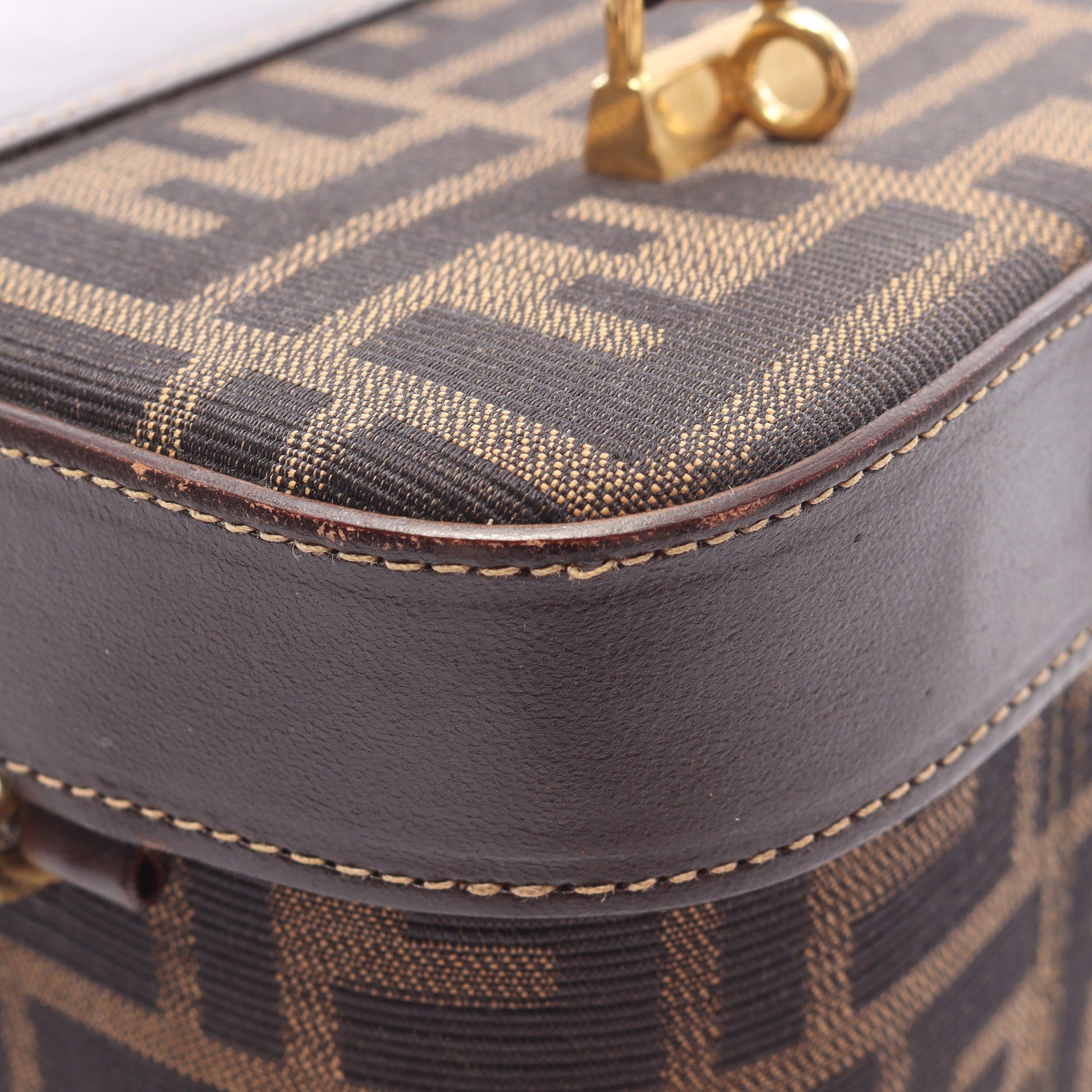 ズッカ バニティバッグ ハンドバッグ キャンバス レザー ブラウン ブラック フェンディ バッグ FENDI