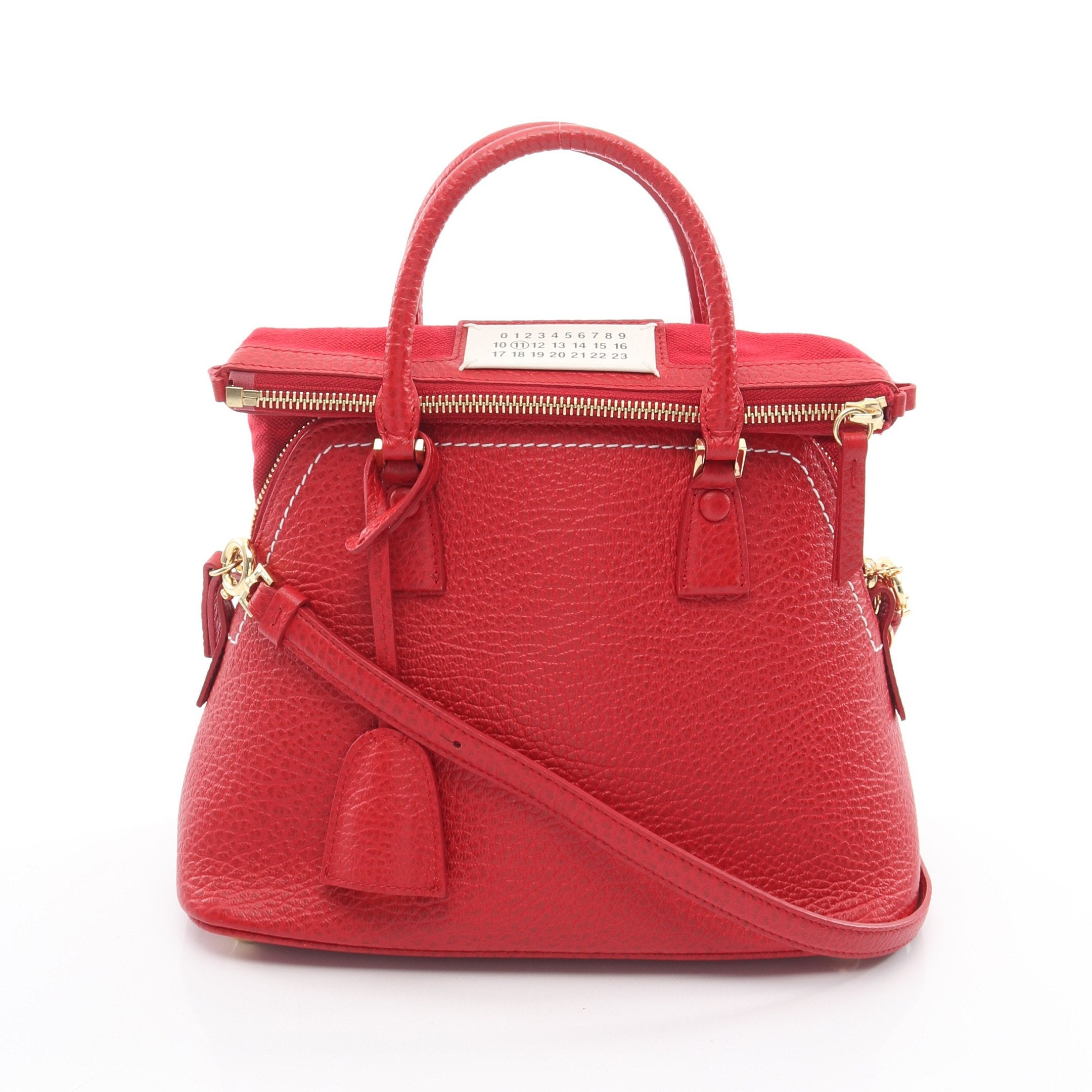 5AC ミニバッグ ハンドバッグ レザー キャンバス レッド 2WAY メゾン