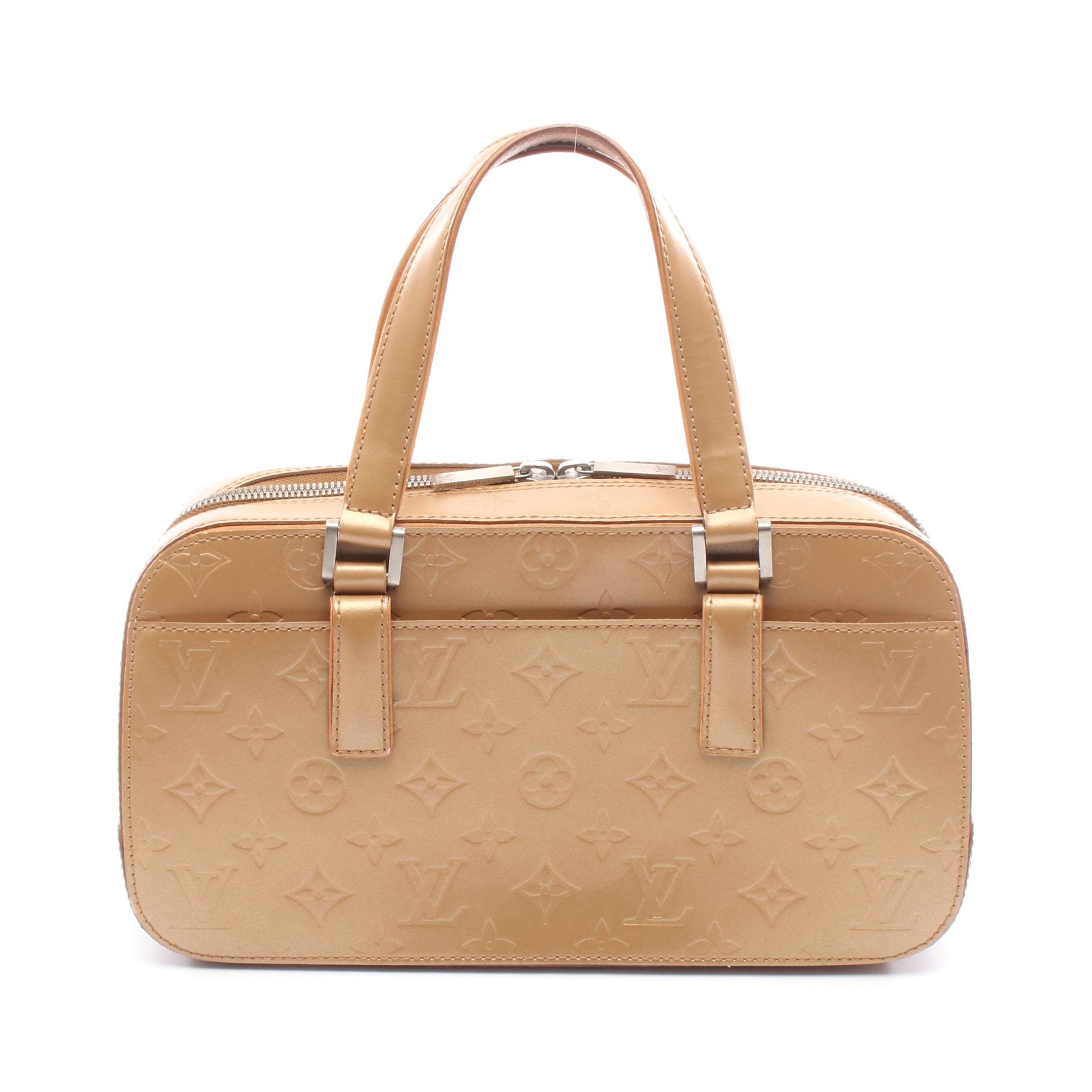 シェルトン モノグラムマット アンブレ ハンドバッグ レザー ベージュ