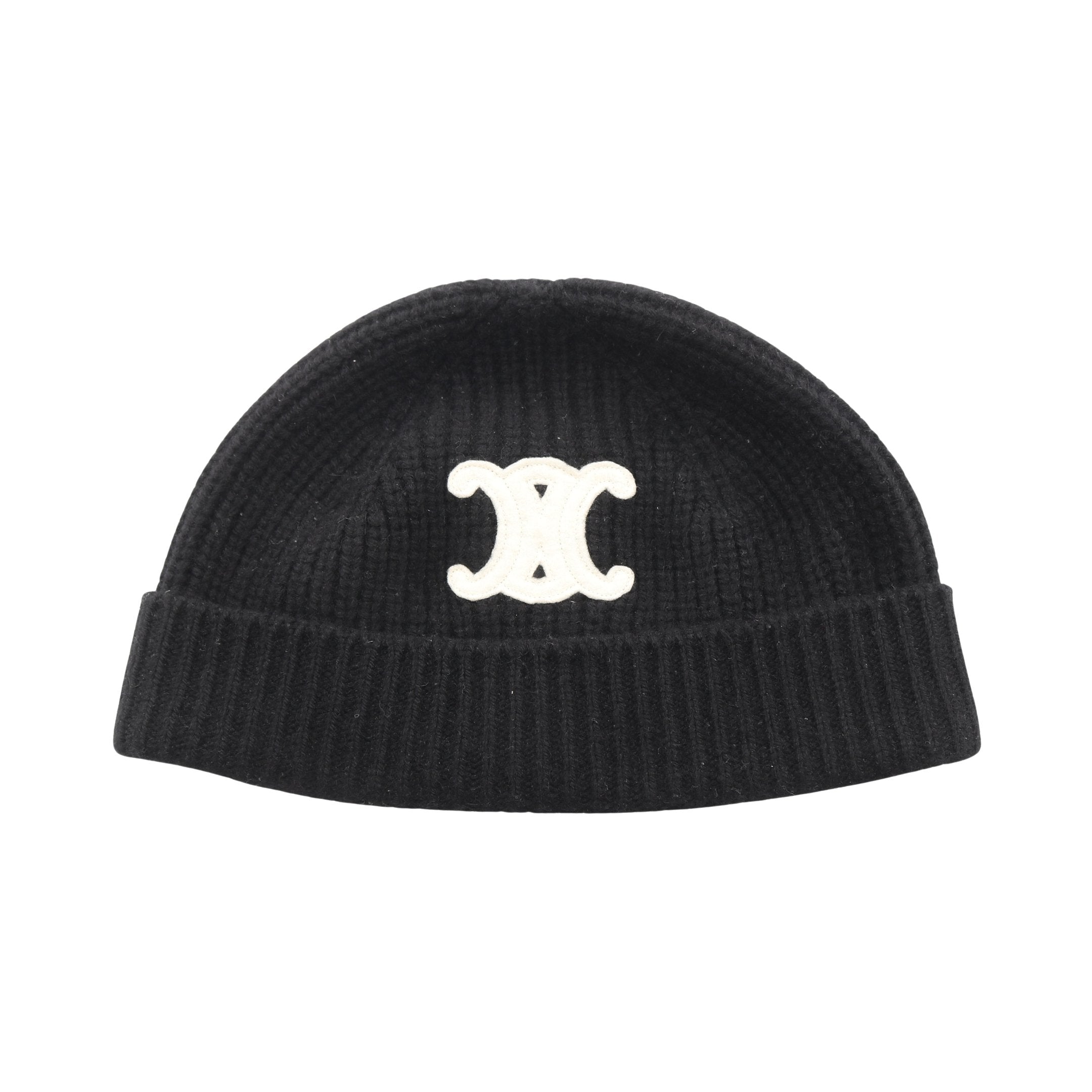 トリオンフ ニット帽 ビーニー カシミヤ ブラック ホワイト セリーヌ
