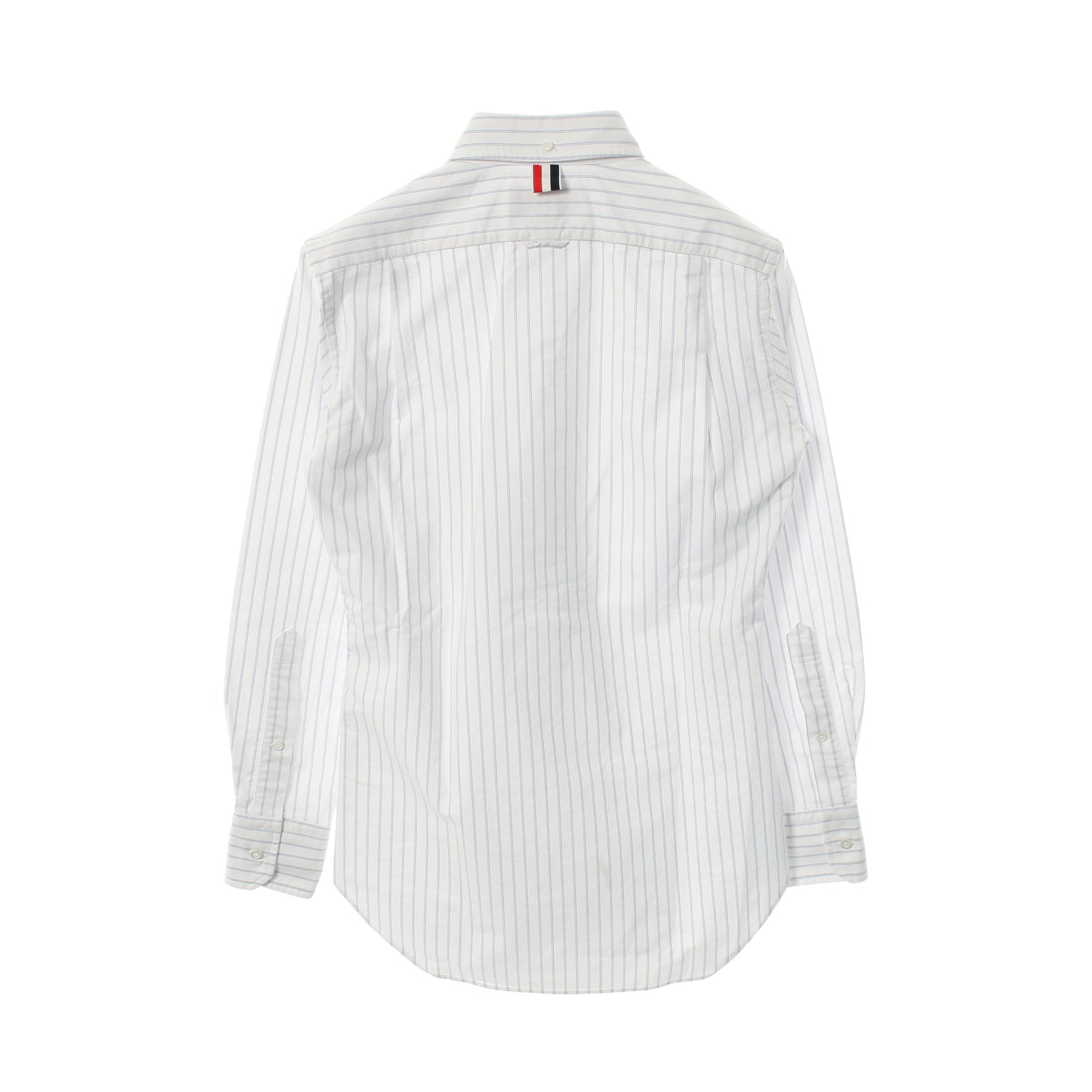 シャツ 長袖 ストライプ コットン ホワイト ブルー トムブラウン トップス THOM BROWNE
