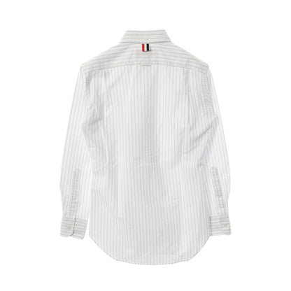 シャツ 長袖 ストライプ コットン ホワイト ブルー トムブラウン トップス THOM BROWNE