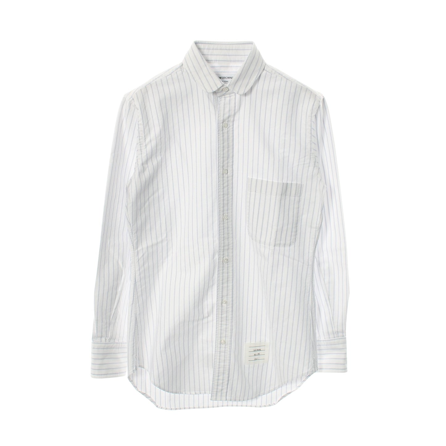 シャツ 長袖 ストライプ コットン ホワイト ブルー トムブラウン トップス THOM BROWNE