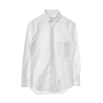 シャツ 長袖 ストライプ コットン ホワイト ブルー トムブラウン トップス THOM BROWNE