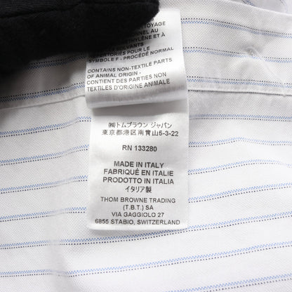 シャツ 長袖 ストライプ コットン ホワイト ブルー トムブラウン トップス THOM BROWNE