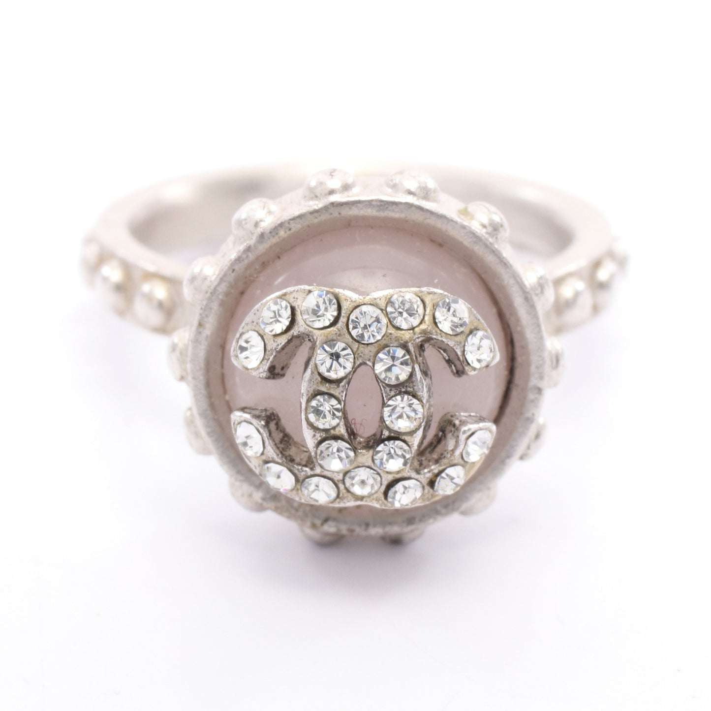 ココマーク リング 指輪 ラインストーン シルバー ライトピンク クリア 02C シャネル アクセサリー CHANEL
