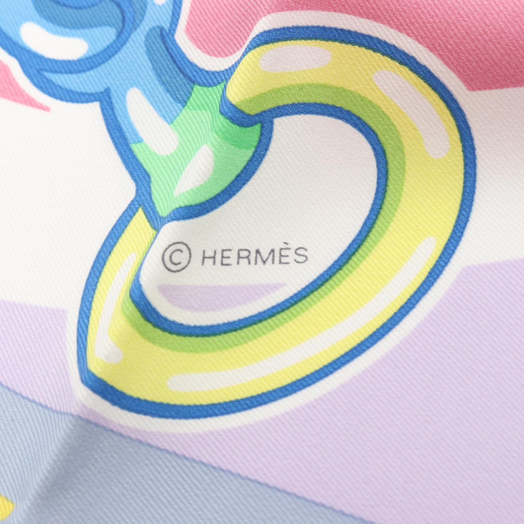 カレ70 CANDY LIBRIS スカーフ シルク ブルーグレー マルチカラー エルメス 財布・小物 HERMES