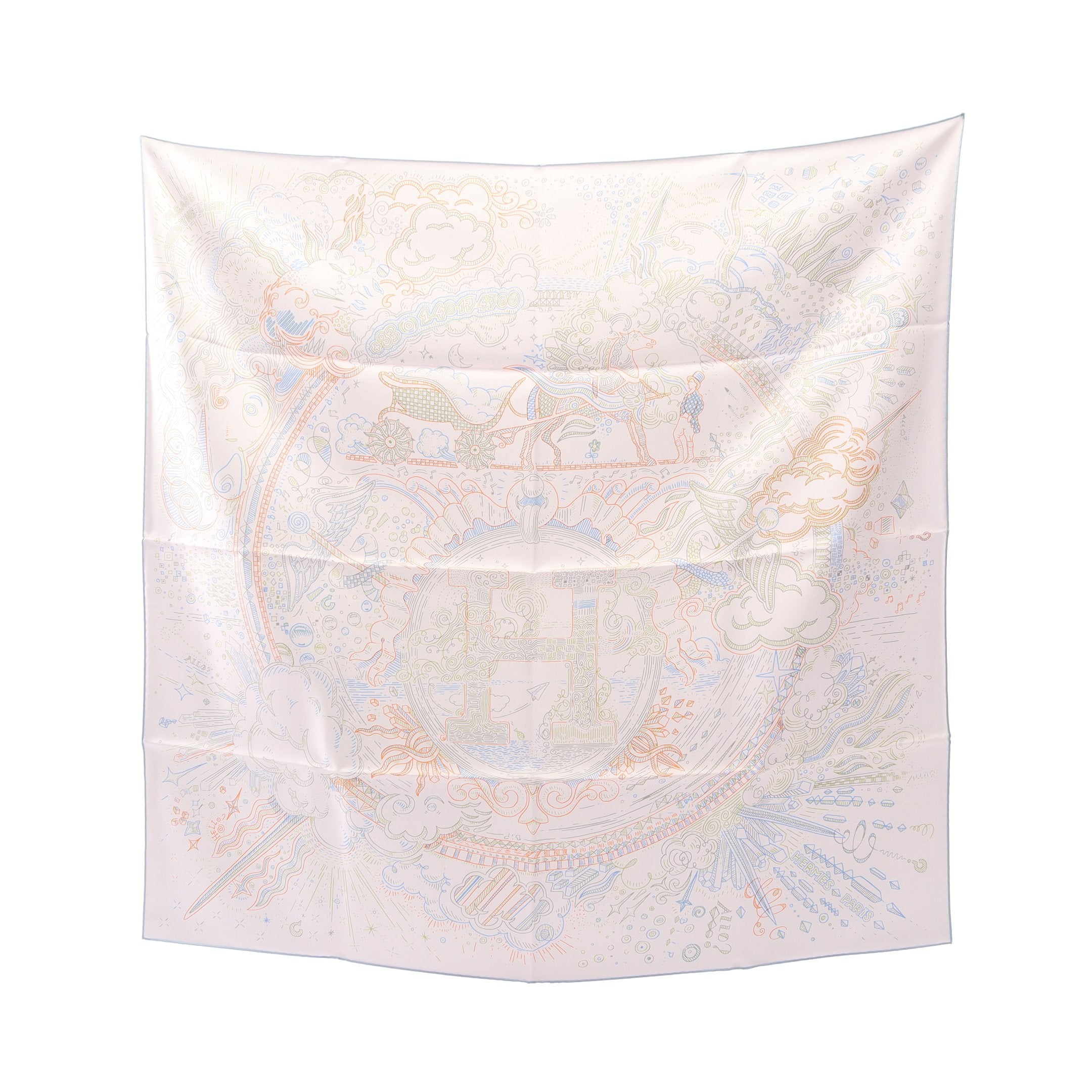 カレ90 PLEASE HOLD THE LINE スカーフ シルク ライトピンク ライト