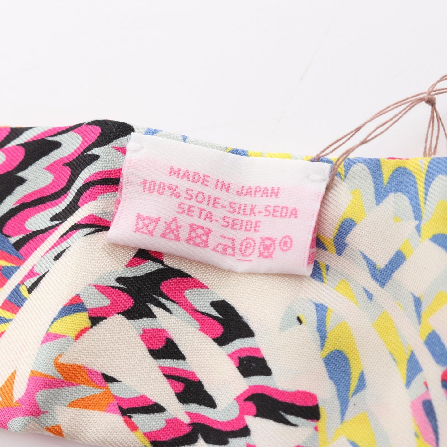 ツイリー EX-LIBRIS MARBLE リボン スカーフ シルク ホワイト マルチカラー エルメス 財布・小物 HERMES