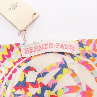 ツイリー EX-LIBRIS MARBLE リボン スカーフ シルク ホワイト マルチカラー エルメス 財布・小物 HERMES