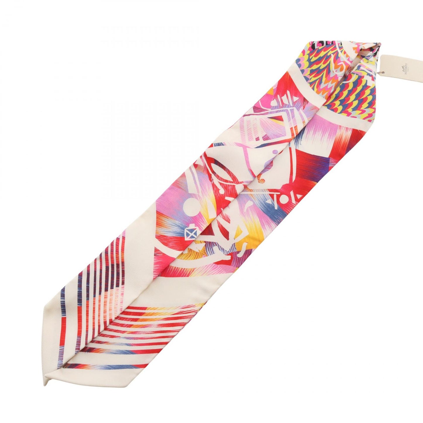 ツイリー EX-LIBRIS MARBLE リボン スカーフ シルク ホワイト マルチカラー エルメス 財布・小物 HERMES