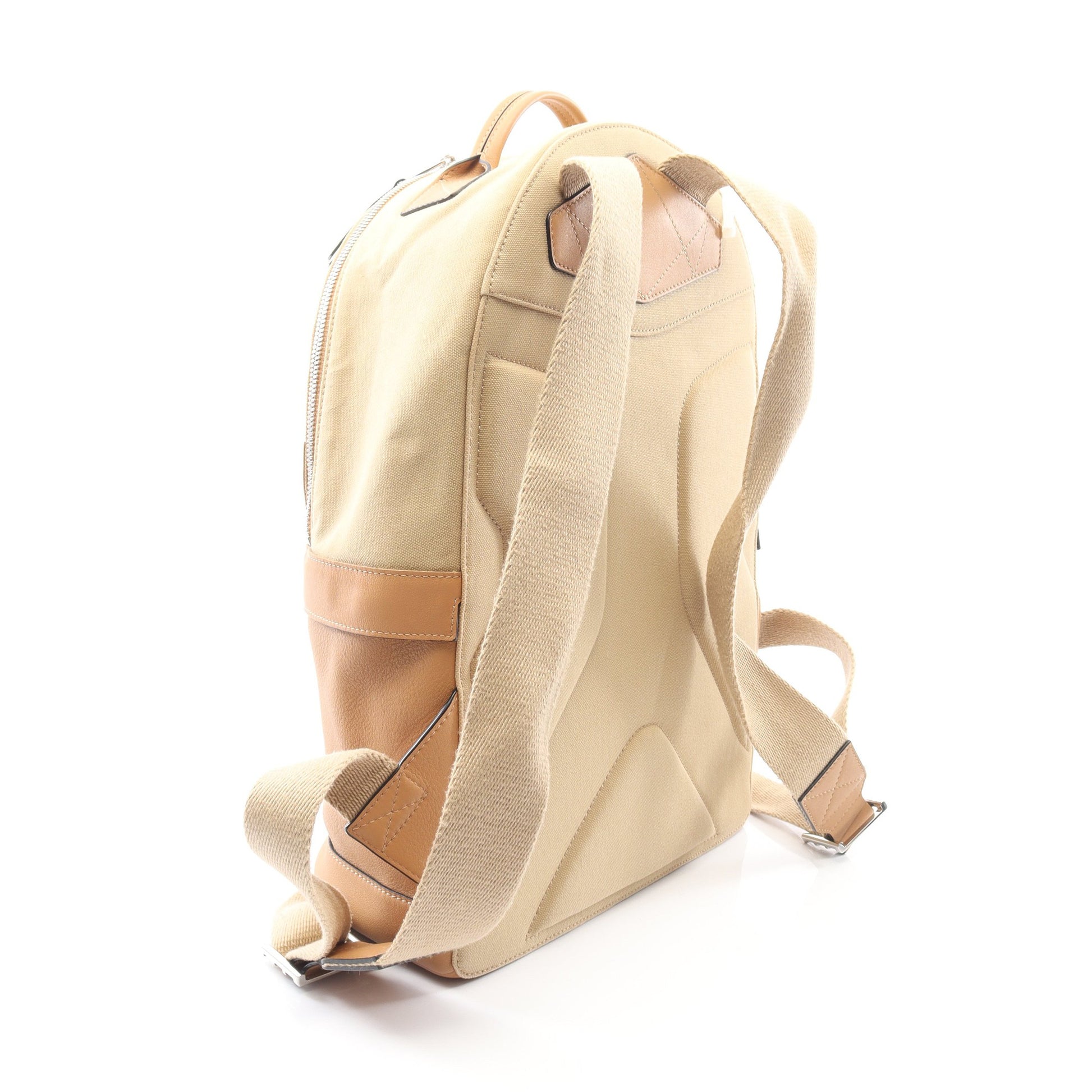 ラウンド バックパック リュックサック キャンバス レザー ベージュ ロエベ バッグ LOEWE
