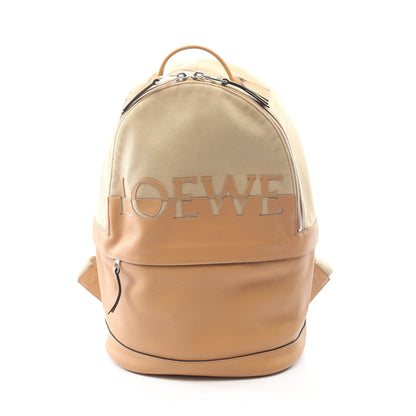 ラウンド バックパック リュックサック キャンバス レザー ベージュ ロエベ バッグ LOEWE