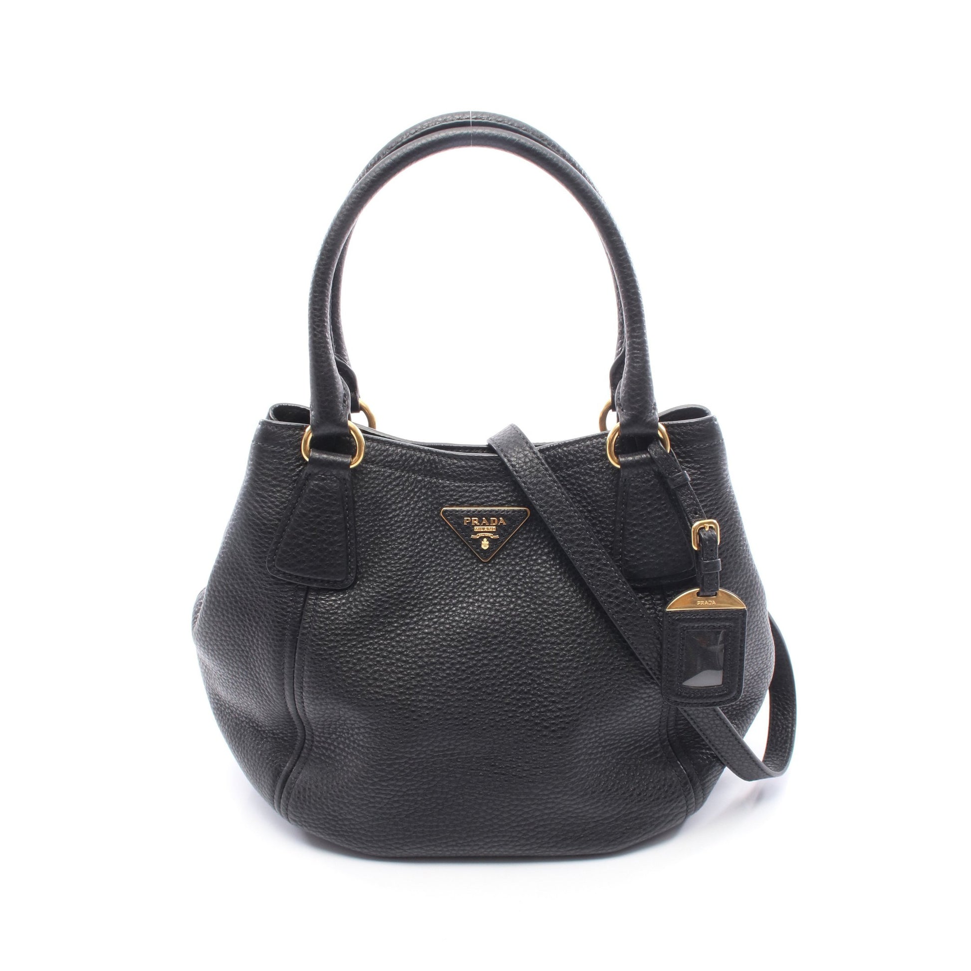 トライアングルロゴ ハンドバッグ レザー ブラック 2WAY プラダ バッグ PRADA