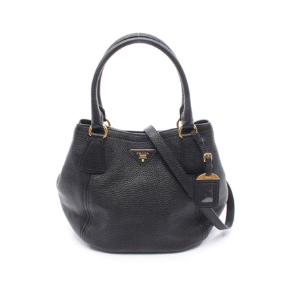 トライアングルロゴ ハンドバッグ レザー ブラック 2WAY プラダ バッグ PRADA